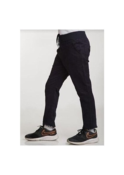 Lacivert Beli Ribanalı Likralı Kanvas Okul Pantolonu fiyatları