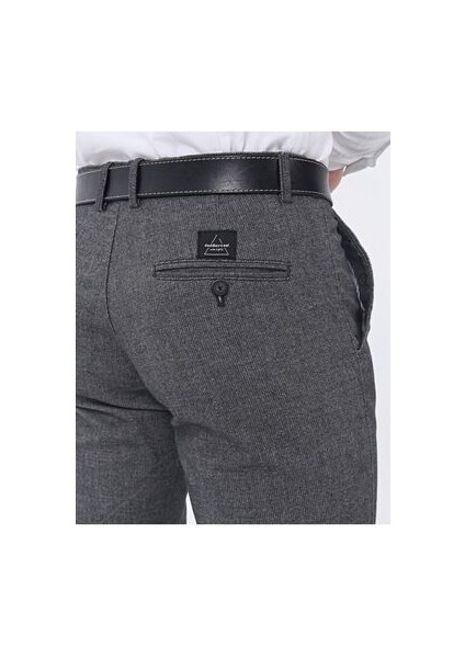 Erkek Casual Chino Pantolon Slim Fit Gri Pamuklu Desenli 4 Cep modelleri
