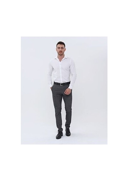 Erkek Casual Chino Pantolon Slim Fit Gri Pamuklu Desenli 4 Cep indirimleri