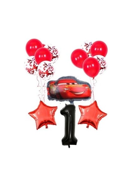 Genel Markalar Pullu Şeffaf Balonlu Yarış Arabası Temalı Balon Seti The Cars Movie Balloon Set