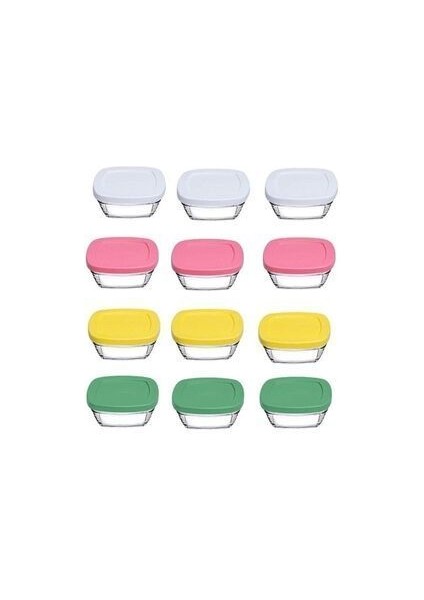 Kapaklı Cam Saklama Kabı 12 Li Kahvaltılık 310CC 96840