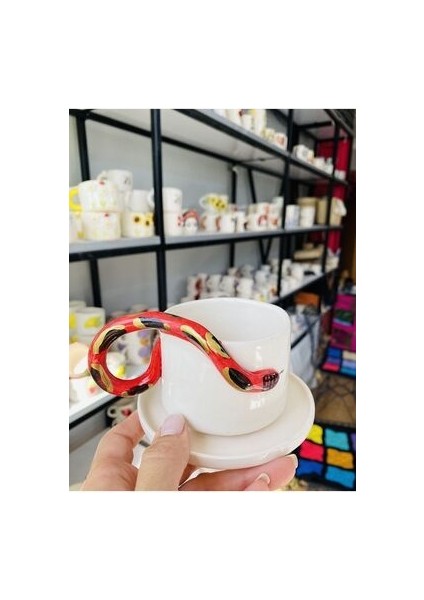 Yılanlı El Yapımı Seramik Mug Hediyelik