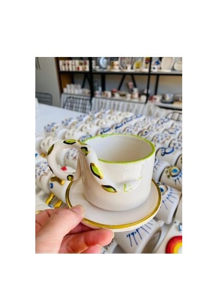 Yılanlı El Yapımı Seramik Mug Hediyelik