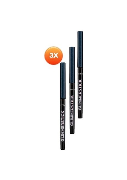 Glimmersticks Pırıltılı Asansörlü Suya Dayanıklı Göz Kalemi Black Ice Üçlü Set