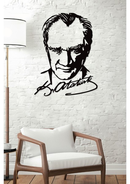 Atatürk Portre Imzalı Dekoratif Siyah Metal Duvar Tablosu Ev & Ofis Dekoru 1,5 mm Kalınlık fiyatları
