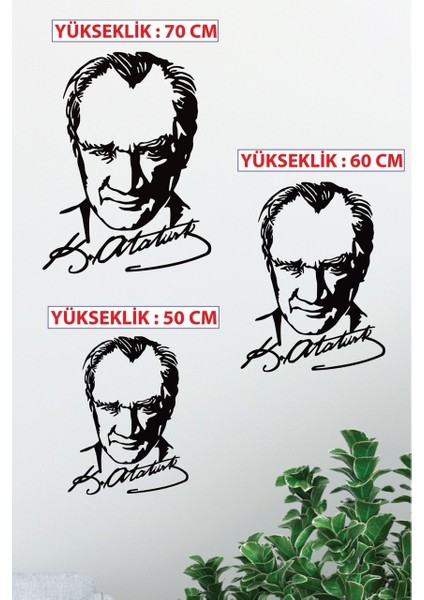 Atatürk Portre Imzalı Dekoratif Siyah Metal Duvar Tablosu Ev & Ofis Dekoru 1,5 mm Kalınlık modelleri