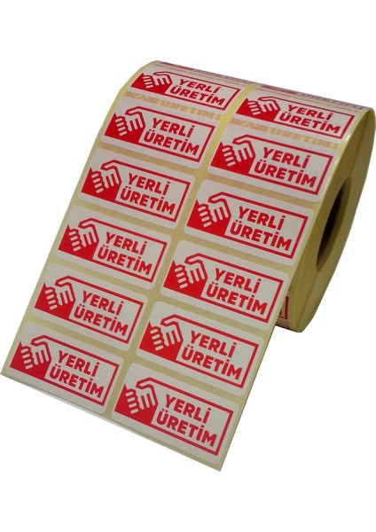 Dijital Barkod Yerli Üretim Etiketi 25X50 mm Kırmızı / 500 Adet