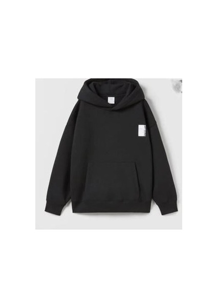 Siyah Kapüşonlu Sweatshirt