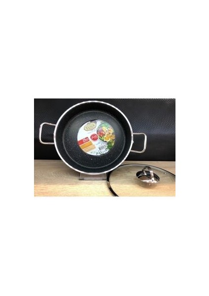 Tuna 30CM Metal Kulplu Granit Basık Tencere
