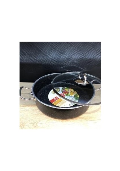 Tuna 30CM Metal Kulplu Granit Basık Tencere