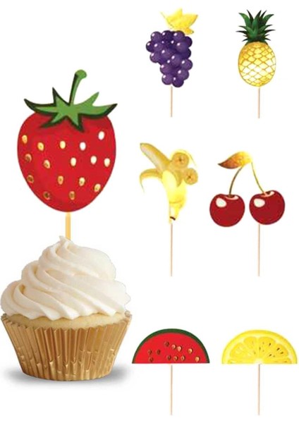 Meyve Temalı Kürdan Cupcake Kürdanı Pasta Süsü 10'lu