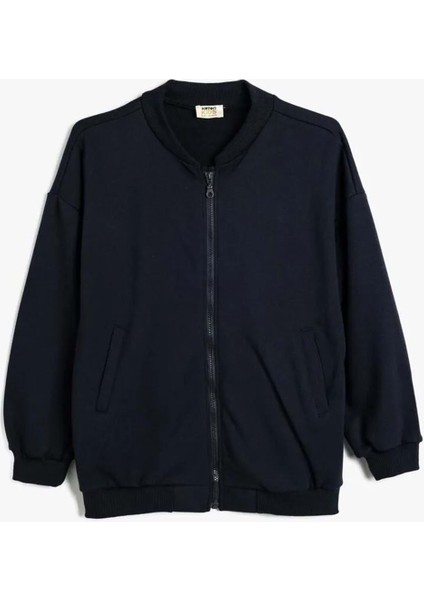 Kız Çocuk Okul Sweatshirt Uzun Kollu - Koton - 5WKG10393AK - Lacivert - 13-14 Yaş