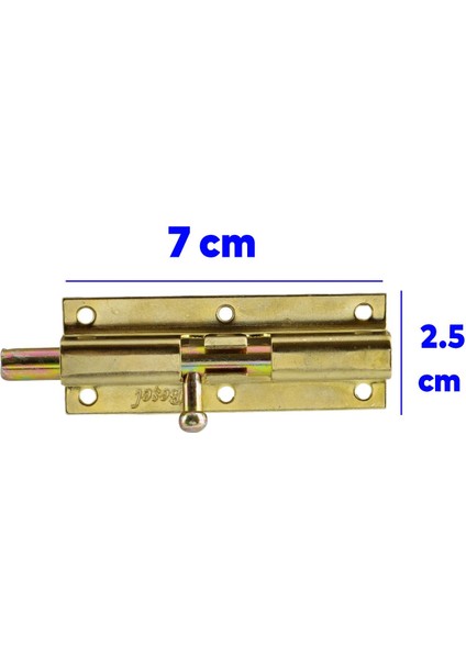 Metal Prinç Sarı Küçük Mavzer Sürgü Sürgülü Sürgüsü Kilit Sarı 25 x 70 mm Kapı Pencere Emniyet Kilidi