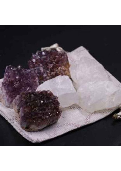 Doğal Ametist Taşı 2'li Set, Çok Renkli, 35-55gr, Işlenmemiş Ham Parça modelleri