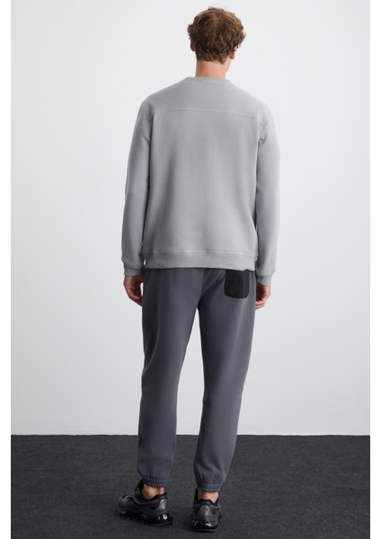 EREKLE Erkek Pamuk-Polyester Nakışlı Açık Gri Sweatshirt indirimleri
