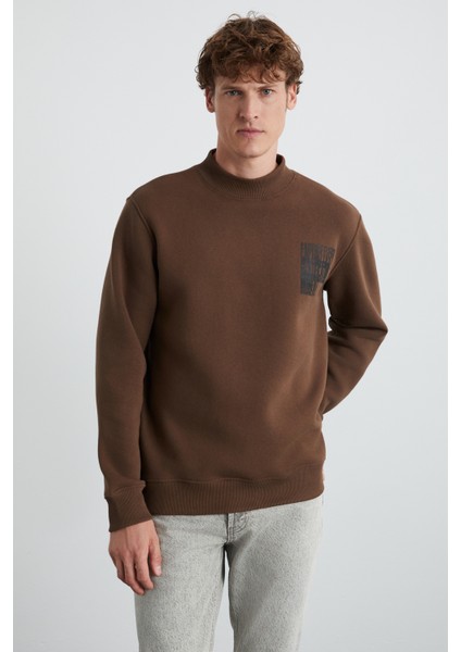 CHASEY Erkek %100 Pamuk Acı Kahve Sweatshirt