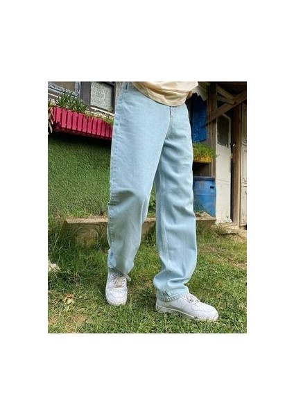 Erkek Baggy Butter Fly Jeans Kemer Salaş Arkası Lastikli Renk Az Koyu