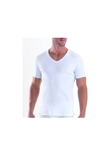 Tender Cotton 2 li V Yaka Kısa Kol Beyaz T-Shirt 9671