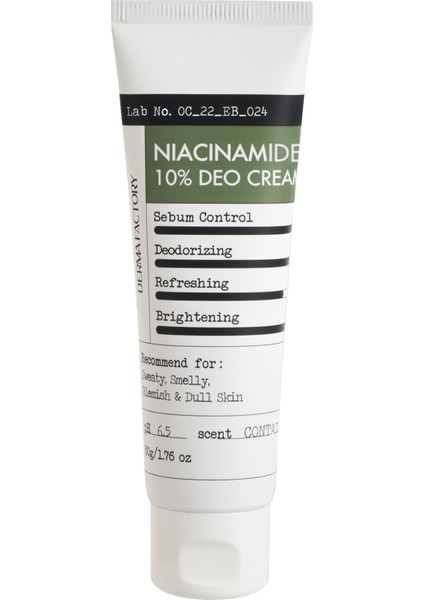 Derma Factory Alüminyum Içermeyen %10 Niacinamide Aydınlatıcı Krem Deodorant Derma Factory Deo Cream