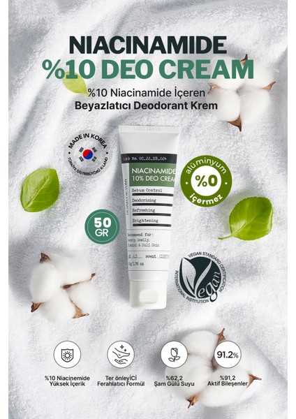 Derma Factory Alüminyum Içermeyen %10 Niacinamide Aydınlatıcı Krem Deodorant Derma Factory Deo Cream