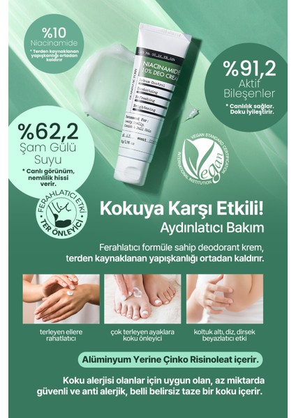 Derma Factory Alüminyum Içermeyen %10 Niacinamide Aydınlatıcı Krem Deodorant Derma Factory Deo Cream