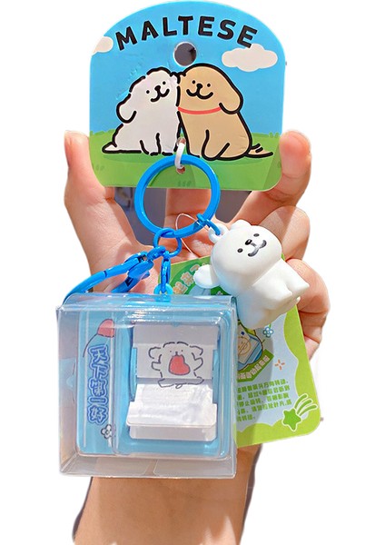 3 Sevimli Çizgiler Köpek Yavrusu Anahtarlık Kolye Sevimli Çift Araba Anahtarlık Kolye (Yurt Dışından)
