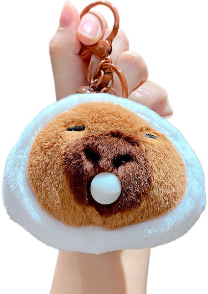 3 Yaratıcı Peluş Kapibara Üfleme Kabarcıklar Anahtarlık Kolye Sevimli Çift Okul Çantası Anahtarlık (Yurt Dışından)