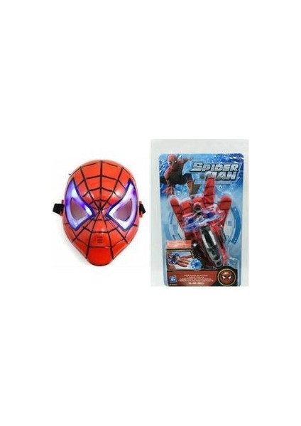 Kids Spiderman Ağ Fırlatan Ok Atan Eldiven ve Işıklı Örümcek Adam Maskesi