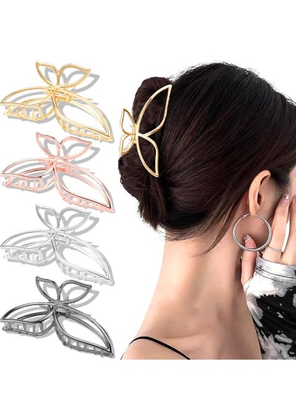 Butterfly Claw Clip Metal Hair Clip 4.3 Inch Gold Hair Clip Women's Non-Slip Cute Hair Clip Fashion Hair Shark Accessories (Butterfly) (Yurt Dışından)