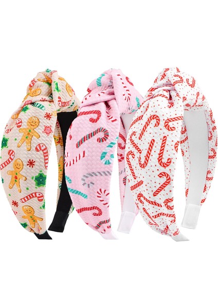 Women And Girls Knotted Headband Non-Slip Hairband Wide Bow Headband Fashion Waffle Headband Hair Accessories Black And White 3 Pcs (Yurt Dışından)