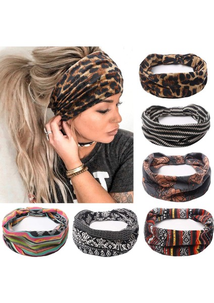 Women's Headband Bohemian Wide Headband Knotted Turban Hair Accessories (Yurt Dışından)