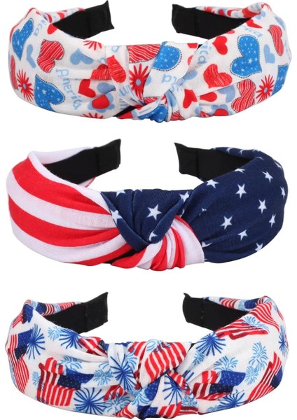 Headband Red Star Wide Knotted Headband Women Girls Water,, Patriotic Headband Party Hair Accessories Gift (Yurt Dışından)