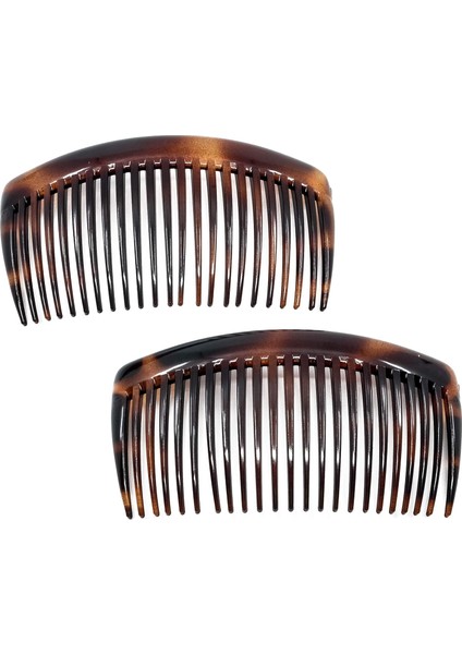 Side Comb Large 2-Piece Set Round Tortoise Shell Soft And Durable Cellulose Strong Fixation Women's Hair Clips Non-Slip Styling Girls Hair Accessories (Yurt Dışından)