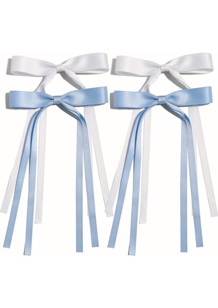 Women's Hairpins Tassel Ribbon Bow Long Tail Clip Girls Solid Color Accessories Hairpin Claw Bow (Yurt Dışından)