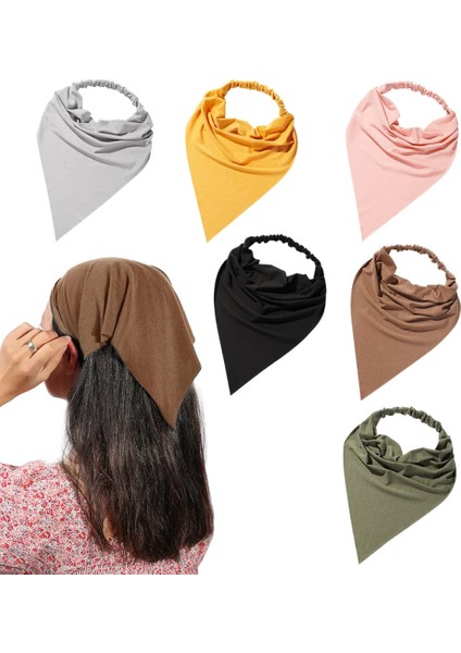 Pack Women's Headband Elastic Hair Scarf Large Triangle Headband Turban With Clip Non-Slip Solid Color Hairband Hair Accessories Suitable For Teenage Girls (Yurt Dışından)