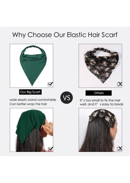 Pack Women's Headband Elastic Hair Scarf Large Triangle Headband Turban With Clip Non-Slip Solid Color Hairband Hair Accessories Suitable For Teenage Girls (Yurt Dışından) modelleri