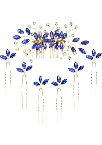 Pieces Gold Metal Emerald Green Wedding Bridal Hair Comb Side Comb + U Shaped Hair Clip Accessories For Women Girls Bride Bridesmaids (Yurt Dışından) fiyatları