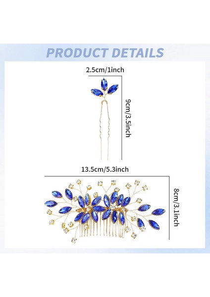 Pieces Gold Metal Emerald Green Wedding Bridal Hair Comb Side Comb + U Shaped Hair Clip Accessories For Women Girls Bride Bridesmaids (Yurt Dışından) modelleri