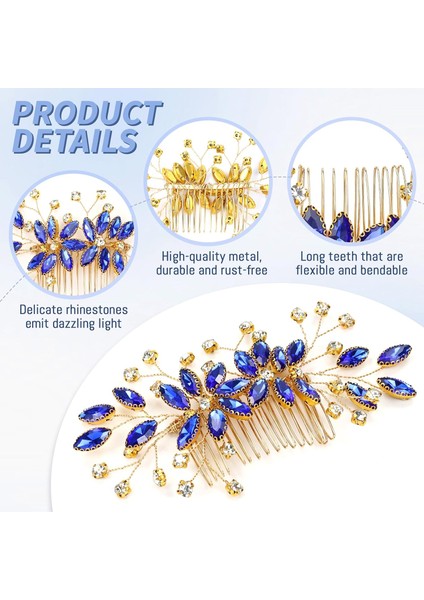 Pieces Gold Metal Emerald Green Wedding Bridal Hair Comb Side Comb + U Shaped Hair Clip Accessories For Women Girls Bride Bridesmaids (Yurt Dışından) fırsatları