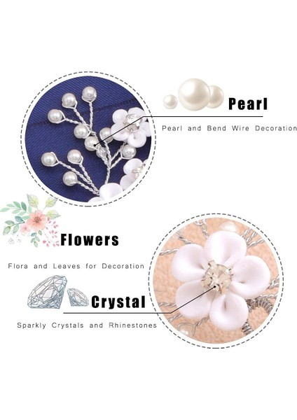 Bridal Wedding Hairpin Silver Flower Hairpin Bridal Hair Accessories Gorgeous Hair Accessories (2 Pieces) (Yurt Dışından) fırsatları