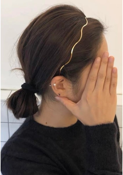 Women Metal Headband Fashion Gold Headband Cute Women Headband Stylish Designer Hair Accessories 2 Pieces Elastic Headbands For Women Hair (Yurt Dışından)