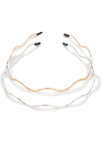 Women Metal Headband Fashion Gold Headband Cute Women Headband Stylish Designer Hair Accessories 2 Pieces Elastic Headbands For Women Hair (Yurt Dışından) fiyatları
