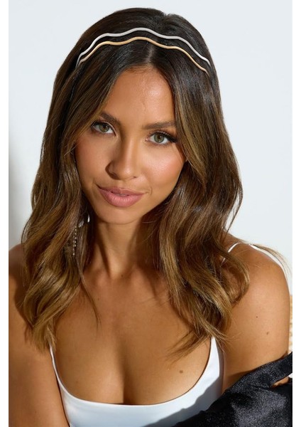 Women Metal Headband Fashion Gold Headband Cute Women Headband Stylish Designer Hair Accessories 2 Pieces Elastic Headbands For Women Hair (Yurt Dışından) fırsatları