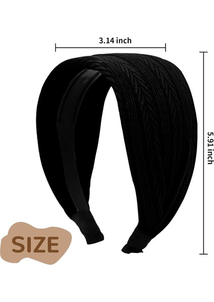 Womens Black Wide Headband Bohemian Headband Thick Band Teeth Large Headband Womens Hair Turban Hairband Hair Accessories (Yurt Dışından) fiyatları