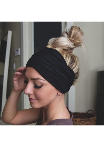 Pack Women's Boho Extra Wide 7 Inch Headband Knotted Non-Slip Fashion Hairband Elastic Yoga Hairband Girls Headband (Yurt Dışından) fırsatları