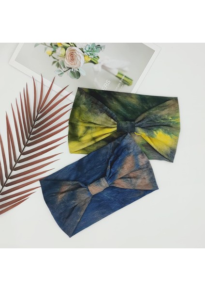 Women's Wide Headband Knotted Headband African Women's Turban Elastic Hair Accessories Tie Dye 4 Pack (Yurt Dışından) modelleri