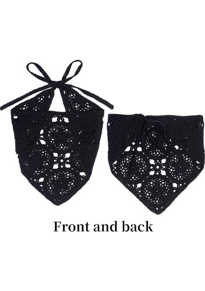 Crochet Turban Headband Headband Women Girls Knitted Floral Hair Accessories Hair Style Holiday Decoration (Black) (Yurt Dışından) fırsatları