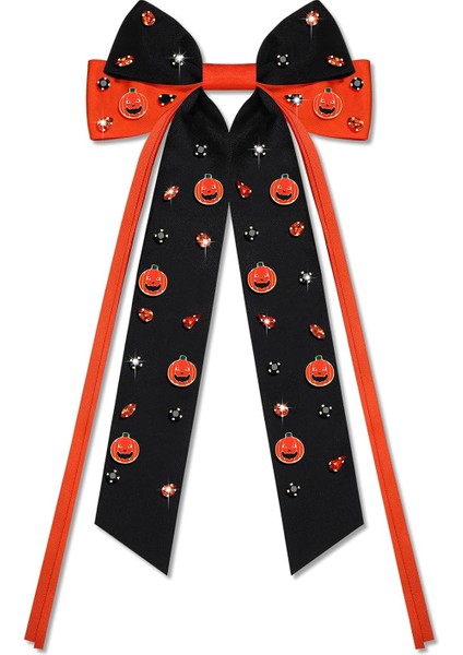 Halloween Bow Hair Accessories Hairpin Candy Corn Pumpkin Ghost Hair Bow Large Orange Black Hairband Hairpin Halloween Costume Costume Gift (Yurt Dışından)