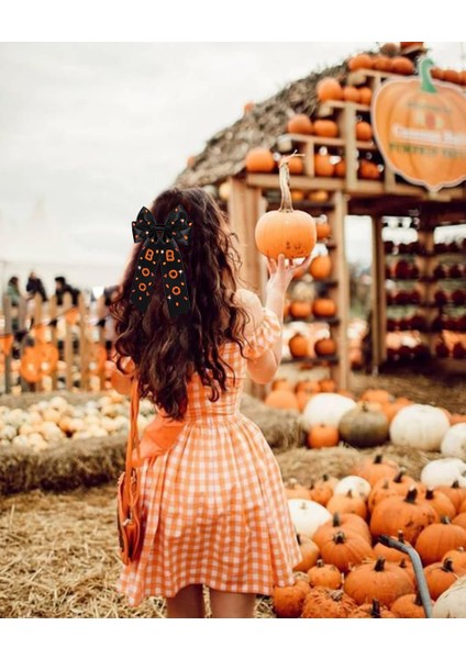 Halloween Bow Hair Accessories Hairpin Candy Corn Pumpkin Ghost Hair Bow Large Orange Black Hairband Hairpin Halloween Costume Costume Gift (Yurt Dışından) modelleri