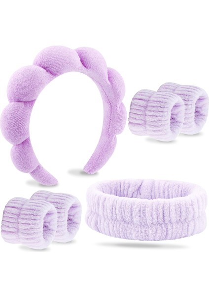 Pack Of Multicolor Sponge Bow Hairbands For Makeup, Skin Care And Face Washing - Wristband Set Women's Hair Accessories (Yurt Dışından)